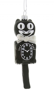 Retro Black Kit Cat Clock Christmas Ornament