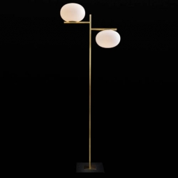ALBA Floor Lamp, Brass/Milk Glass w/2-Lights by Oluce