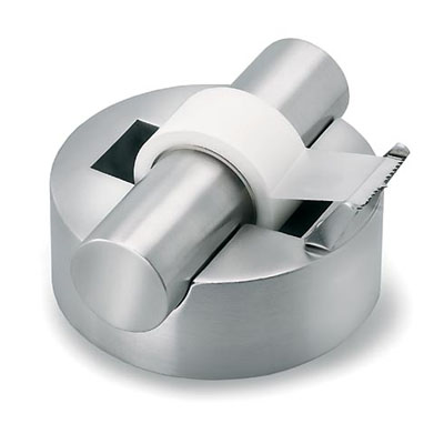 Items in search results Tape dispenser A small tape dispenser A tape dispenser is an object that holds a roll of tape and has a mechanism at one end to shear the tape. Dispensers vary widely based on the tape they dispense. Abundant and most common, clear tape dispensers (like those used in an office or at home) are commonly made of plastic, and may be disposable.