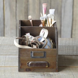 Antique Wooden Drawer Desktop Organizer for Art, Sewing, Crafts or Office