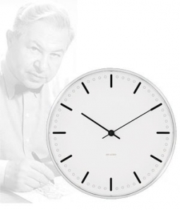 Arne Jacobsen 11.41" City Hall Wall Clock with Lines