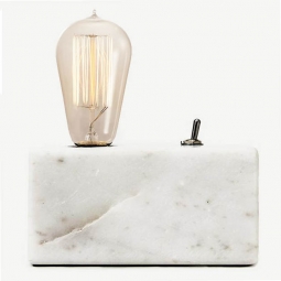Minimalist White Carrara Marble Table Bedside Desk Lamp