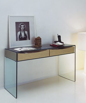 Gulliver Modern Glass Console Table by Tonelli