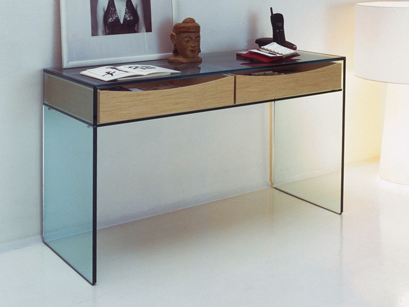 Gulliver Modern Glass Console Table by Tonelli