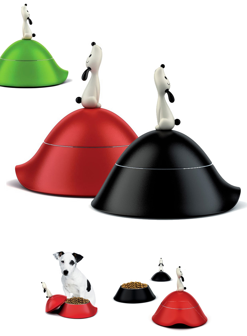 Alessi Lula Raised Stainless Steel Dog Bowl w Lid NOVA68 Modern Design