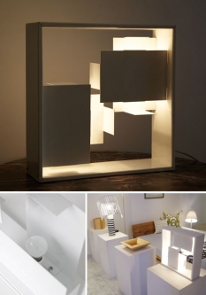 Gio Ponti: Fato Italian modernist table lamp in white - modern table lamp