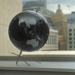 Classic Modern Slate Grey World Globe 12"