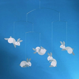 FLENSTED F140 Flensted 5 Circular Bunny Rabbits 19" Nursery Mobile
