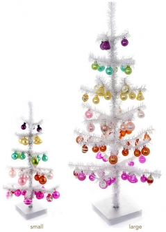 Decorated White Tinsel Tree