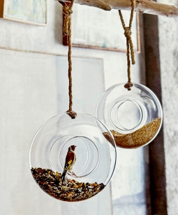 Clear Glass Circle Modern Bird Feeders