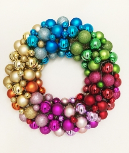 Rainbow Ball Encrusted Modern Wreath