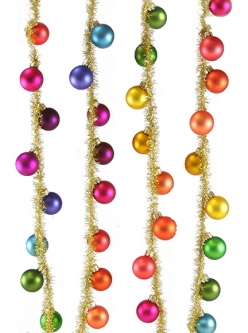 Retro 6' Rainbow Glass and Tinsel Christmas Tree Garland  Set of 2