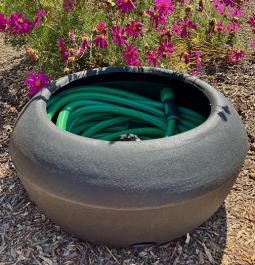 Modern Planters: Contemporary Planter Styled Garden Hose Reel - Caviar Black