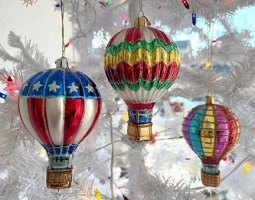 Hot Air Balloons Glass Ornaments (set/3)