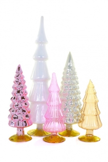 Glass Hue Christmas Trees Set/5 - Nutural