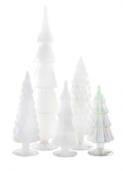 Glass Hue Christmas Trees Set/5 - White