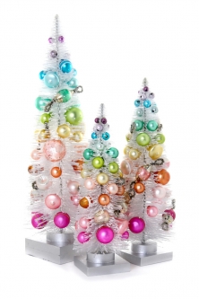 Rainbow Bottle Brush Tree Set/3 White