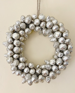 Silver Mercury Glass Ornament Wreath (Last One)