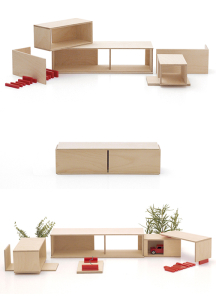 Mini Box Wooden Modular Building Toy and Decorative Object