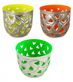 Luminous Trio: Perforated Pewter Votive Tealight Candle Holders (Set of 3)