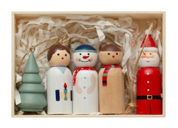 Hand-Painted Pine Wood Christmas Ornaments