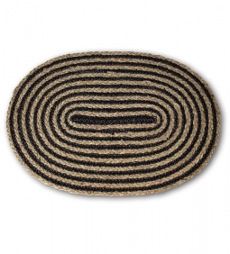 Oval Woven Doormat Natural Seagrass - Black Stripe