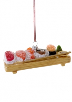 Deluxe Sushi Board Glass Ornament