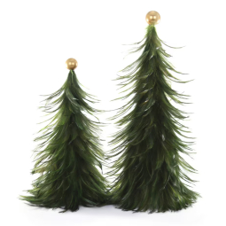 Beautiful Feather Christmas Trees Set of 2 - Green