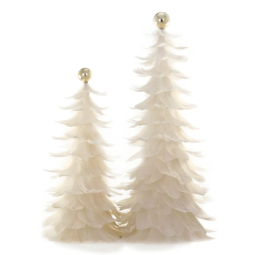 Beautiful Feather Christmas Trees Set of 2 - Cream