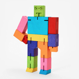 Rainbow Cubebot – Multicolor Wooden Robot