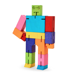 Rainbow Cubebot – Multicolor Wooden Robot