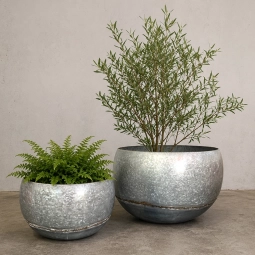 Galvanized Metal Planters (Set of 2)