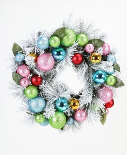 Beautiful 50's Snowy Christmas Ball Wreath