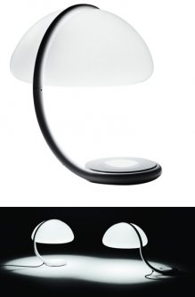 SERPENTE Italian 1960s Mid Century Modern All-White Lucite Table Lamp