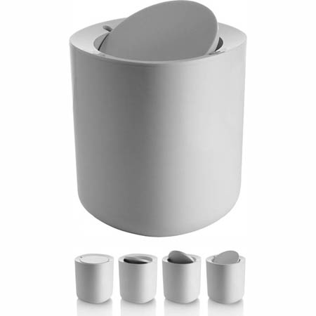 alessi birillo modern white bathroom waste bin with lid: nova68