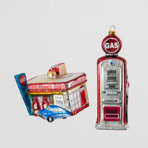 Retro 1950s Vintage Style Gas Pump/Service Station Tree Ornament (3