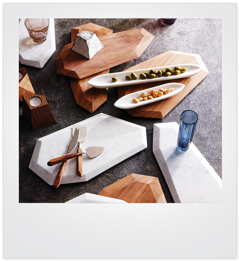 CRYSTAL modern cheese board with 3piece knife set