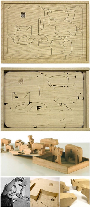 Enzo Mari: Classic Wooden 16 Animali Italian Puzzle by Danese