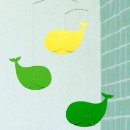 Flensted Happy Whales Green/Yellow Mobile