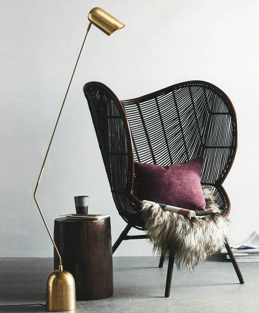 Modern Bohemian Style Wing Chair Mahogany Rattan Nova68 Com