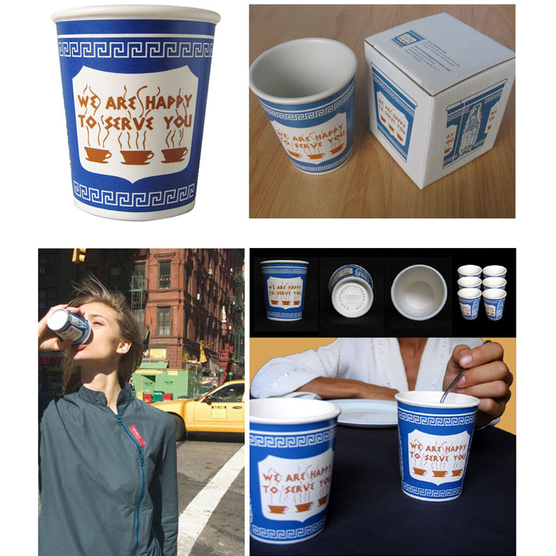We Are Happy To Serve You Ceramic Coffee Cup New York Iconic Paper