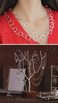 Modernist Hammered Silver Necklace