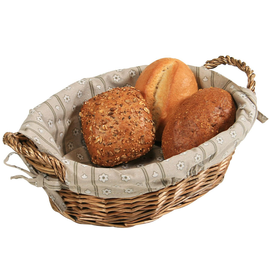 Artisan Small Wicker Cracker/Bread Basket with Linen Liner 