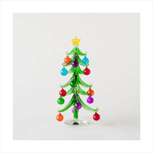 Mini Modern Glass Christmas Tree with Clear Base 10"/25cm 