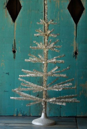 Silver Retro Tinsel Christmas Tree 36": NOVA68.com