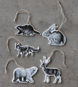 Animal Tree Porcelain Ornaments, Set/5