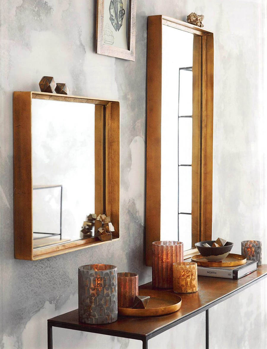 Antiqued Brass Wall Mirror