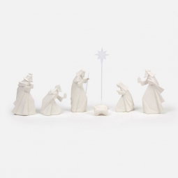 Beautiful Porcelain Nativity Set, Large, St/7, Gift Box,
