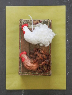 Beautiful Feather Rooster Ornaments, Set/2
