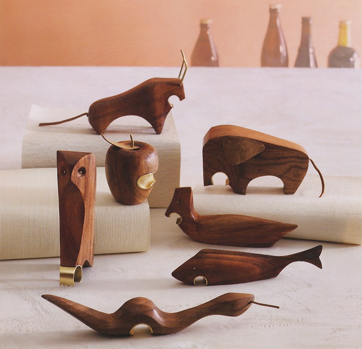 ANIMALI Scandinavian Modern (Wood) Design Bottle Openers: 